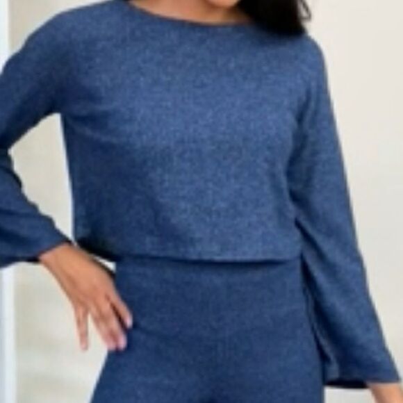 Ribbed Fleece Comfy Casual Cropped Top‎ - Picture 7 of 10